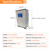 Batterie LiFePO4 51,2 V 200 Ah avec Bluetooth, BMS CAN et application intelligente, garantie 10 ans, IP65, stockage d'énergie domestique et alimentation de secours