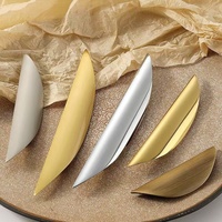 Poignées de meuble en laiton massif style feuille MCM, finition or chromé et nickel brossé, pour armoires, collection Mid-century Modern – Offre Spéciale