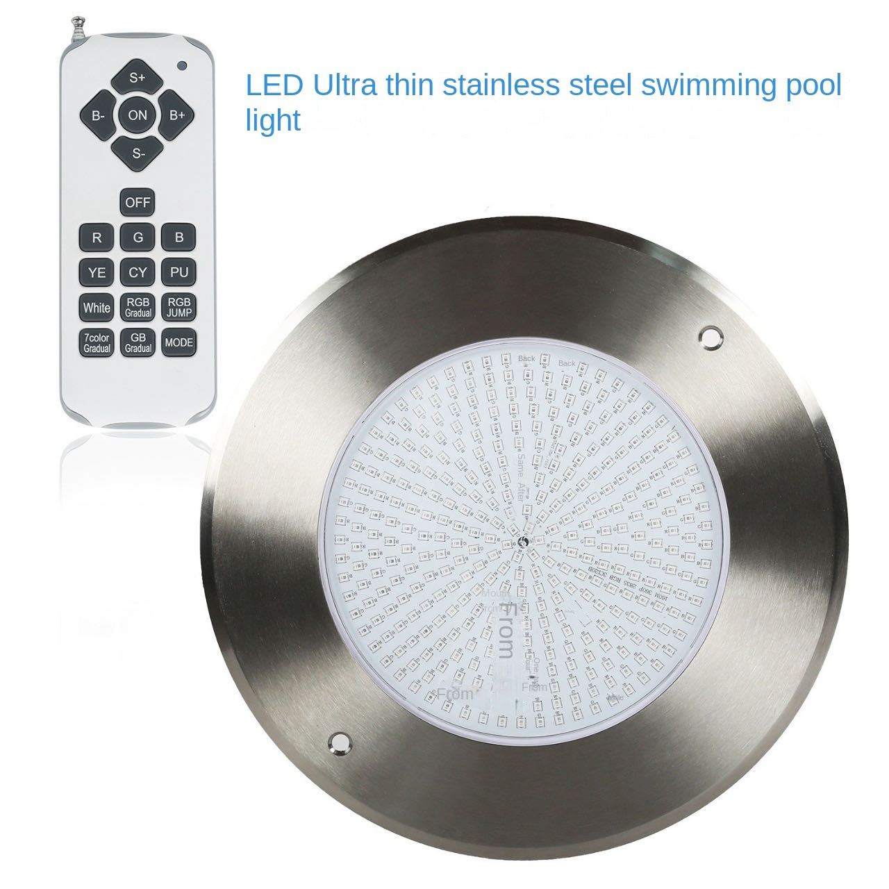 100mm Wall-Mounted Stainless Steel Pool Swimming Light Fountain Wireless Remote Control Emits CCT LVD