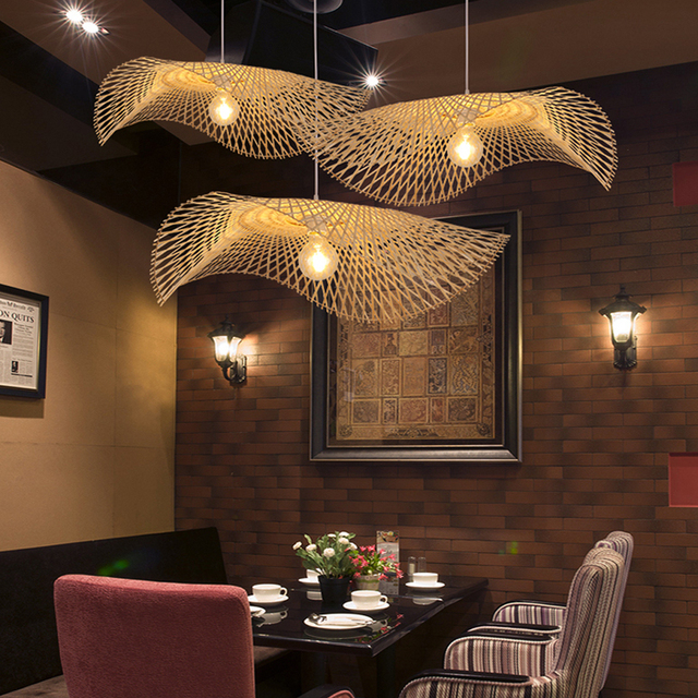 Modern Style Wabi Sabi Rattan Pendant Light Small Size Decorative Bamboo Light for Restaurant and Hotel Decor