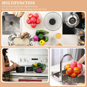 Corbeille à fruits moderne en métal rond plaqué or, panier de rangement en fil métallique pour comptoir de cuisine - Product Image 4