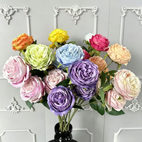 Fleurs artificielles en plastique à 3 têtes superposées en forme de rose, ornements décoratifs haut de gamme, accessoires de photographie pour