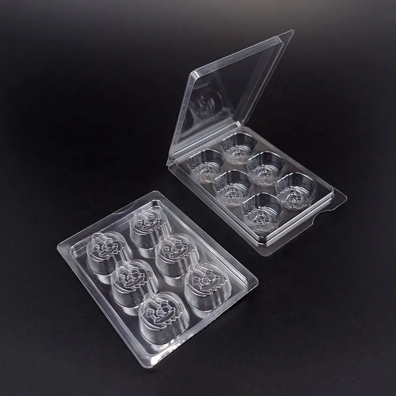 Kunden spezifisches Design 6 Stück Wachs schmilzt Tablett Klare PET Kunststoff Blister Muschel schale Verpackung
