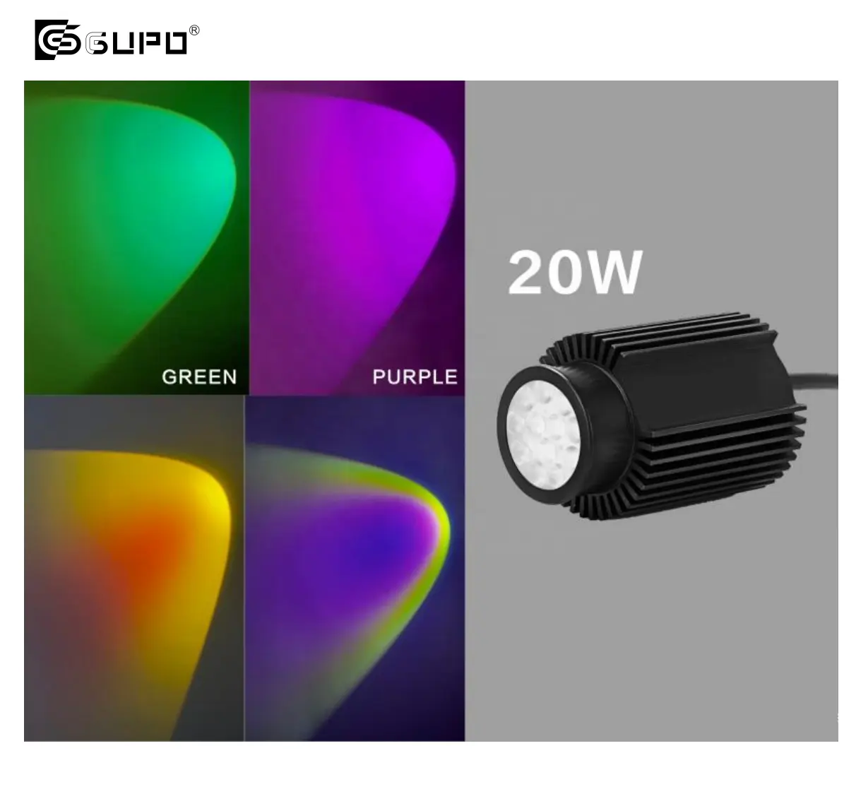 GUPO Factory 6W 10W 12W 20W Mr16 GU10 GU5.3 Modular Colorido Chip SMD Vermelho Verde Azul Cores LED Refletor