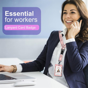 Cross-border detachable <b>lanyard</b> with heart and cherry design, <b>polyester</b> nurse name tag/ID card/phone neck strap wholesale. - Product Image 4