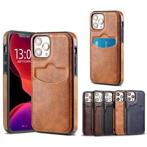Étui arrière pour téléphone portable avec fente pour carte de visite Étui en cuir PU pour iPhone 11 12 13 14 15 16 Pro Max - Product Image 1