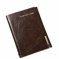 Carnet à couverture rigide A5 personnalisé avec logo, en cuir PU, avec clip à stylo en métal, papeterie de bureau