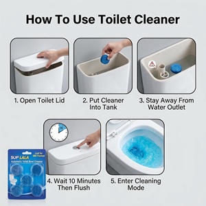 Pastilles nettoyantes automatiques pour cuvettes de toilettes, lot de 5, anti-calcaire, 300 chasses d'eau par <span class=keywords><strong>bloc</strong></span>, détartrant bleu désodorisant, longue durée 30 jours - Product Image 3
