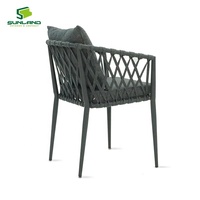 Silla de Comedor Apilable Gloria de Lujo SUNLAND, Estructura de Aluminio, Tejido de Cuerda con Cojín para Exteriores y Hoteles, Cafeterías y Hostelería