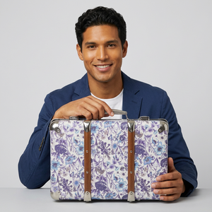 Floral Printed Paperboard <b>Suitcase</b> With Handle Rigid Gift Box Four-Color Printing Craft <b>Storage</b> Case - Product Image 5