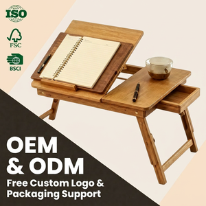 Adjustable Folding Bamboo Laptop <strong>Desk</strong> <strong>with</strong> <strong>Drawer</strong> - Product Image 1