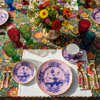 Service de table vintage violet Chinoiserie en porcelaine fine, assiette de présentation florale en céramique, tasse à café et bol en porcelaine pour hôtel