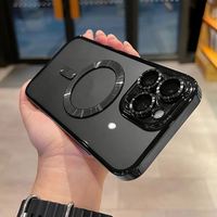Étui transparent de luxe avec placage magnétique pour iPhone 11 12 13 14 15 16 Pro Max Plus Housse en silicone antichoc