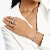 C & J Pass Test 2mm Or Blanc 925 Sterling Micro VVS Moissanite Diamant Prong Cuban Link Bracelet Bijoux Hip Hop glacés