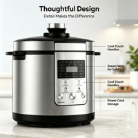 Cuisinière à pression électrique d'exportation, boîtier en acier inoxydable, menus multiples, minuterie prédéfinie, certifiée CE, OEM disponible