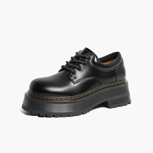 Factory Wholesale 2025 Autumn/Winter New Women's Patent Leather Chunky <strong>Platform</strong> <strong>Oxfords</strong> - Retro Edgy Style - Product Image 4