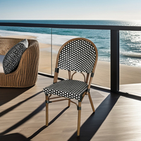 Chaise de bistrot parisienne en rotin pour restaurant de jardin chaises empilables style français table et chaise de bistrot en rotin d'extérieur