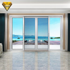 Grande porte patio coulissante en aluminium et verre Style design minimaliste Principale en bois pour l'extérieur des villas Fonction d'empilage dissimulée - Product Image 5