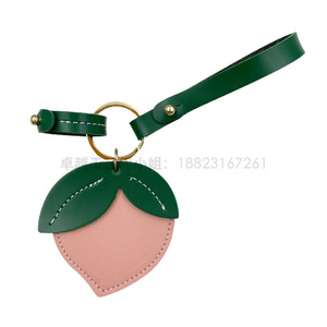 Llavero de coche de piel estilo INS color melocotón, con espacio para monedas y tarjetas de acceso, bonito accesorio para bolso y llaves. - Product Image 3