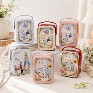 Wholesale Handheld Tinplate <b>Box</b> Cute Peter Rabbit Pattern <b>Empty</b> Metal Tin <b>Box</b> For Biscuit Chocolate Wedding Favor <b>Gift</b> Packing - Product Image 1