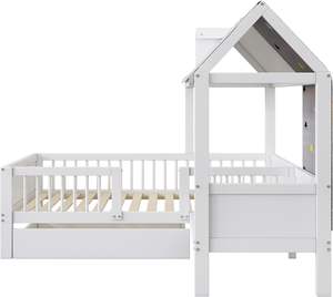 Meubles <span class=keywords><strong>de</strong></span> chambre à coucher, lits en <span class=keywords><strong>bois</strong></span> pour enfants, barrières, <span class=keywords><strong>lit</strong></span> Montessori pour tout-petits, <span class=keywords><strong>lit</strong></span> surélevé, <span class=keywords><strong>lit</strong></span> plateforme complet, <span class=keywords><strong>lit</strong></span> <span class=keywords><strong>de</strong></span> maison pour bébé <span class=keywords><strong>blanc</strong></span> - Product Image 6