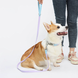 <b>Pet</b> <b>Leash</b> Collar Set PVC Waterproof Outdoor Use No Neck Strain Solid Color Dog Walking Accessory - Product Image 1