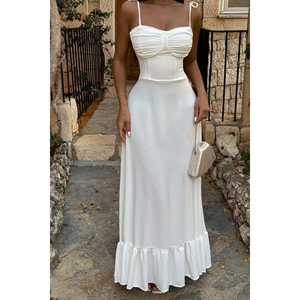 Robe d'été blanche sexy à nouer avec fermeture éclair décorative, design élégant et personnalisé pour les journées, les vacances, les clubs, taille XS (ODM) - Product Image 5