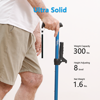 HEALTH BAZAAR Canne de marche médicale en aluminium rétractable à quatre pieds pour personnes âgées, noire, 0,8 kg