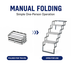 Escaleras Manuales para Autocaravanas HOMFUL de 3 Peldaños, Peldaños de Aluminio, Estructura de Acero, Cierre Seguro, Capacidad de Carga de 150 kg, Escalones de Entrada para Autocaravanas, Remolques de Viaje - Product Image 4