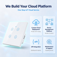 Interrupteur mural intelligent WiFi XZJ, personnalisable OEM, serveur cloud privé, application auto-hébergée, API, 1 à 4 gangs, panneau en verre trempé, 100-240V