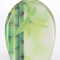 Décoration d'impression en bambou frais et vert forme ronde UF matériel urée couvercle de siège de toilette pour salle de bain article ménager AU243