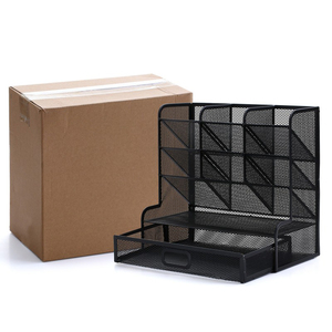 Organizer Meja Kerja Berbahan Mesh dengan Laci, Tempat Alat Tulis Kantor, Wadah Pensil Logam, Tempat Pena, Organizer Meja Berbahan Mesh - Product Image 5