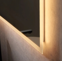 Cermin Kamar Mandi LED Persegi Panjang Modern Mewah dengan Bingkai Paduan Aluminium Desain Ultra Tipis Tahan Air IP66 Desain Grafis