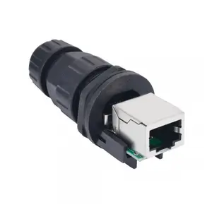 Conector impermeável Ethernet IP67 impermeável RJ45 CAT5e Panel Mount Socket RJ45 fêmea para soquete fêmea