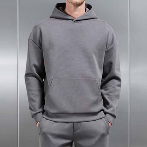 เสื้อฮู้ดดี้ผู้ชายแบบสวมหัว ผ้าฟลีซหนานุ่ม 350 กรัม รุ่นใหม่ ปี 2025 ทรงหลวม ไหล่ตก ไม่มีลาย - Product Image 2