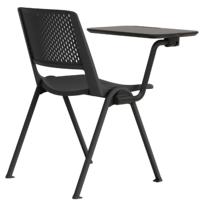 Chaise d'étudiant ergonomique empilable en plastique à dossier moyen avec tablette d'écriture sans accoudoirs pour bureau, salle de conférence et salle de réunion