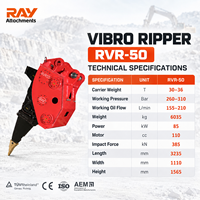 RAY ATTACHMENTS Vibro Ripper Robuste RVR-50 pour Excavatrice 30-36T, Force d'impact 385, Garantie 1 an, Projets de Carrière et d'Exploitation Minière, Bleu
