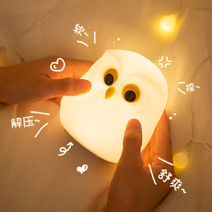 Veilleuses en silicone souple hibou pour bébé et enfants rechargeable par USB capteur tactile animal multicolore chaud <span class=keywords><strong>color</strong></span>é led tapotant lampes mignonnes - Product Image 5