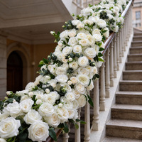 Chemin de table en fleurs artificielles en soie rose rouge 200cm*35cm, décoration de table de mariage, décoration de rampe d'escalier, chemin de table fleuri