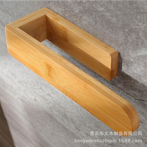 Toallero de Madera Natural de Bambú, Autoadhesivo, para Montar en la Pared, Estante para Baño y Cocina, Diseño Minimalista - Product Image 1