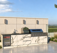 Ensemble de modules de cuisine extérieure, kit de composants fonctionnels flexibles et combinables pour une mise en place variée dans l'aménagement de la cour