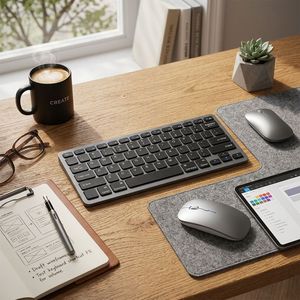 คีย์บอร์ดไร้สาย OEM แบบ Ergonomic สำหรับเดสก์ท็อป โหมดคู่ 2.4G ชาร์จซ้ำได้ เสียงเงียบ - Product Image 1
