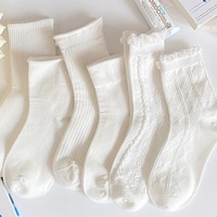 Chaussettes mi-mollet pour femmes, couleur unie, respirantes, tricotées, pour le printemps et l'été, impression numérique sur le bas