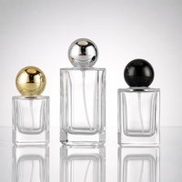 Flacon de parfum carré en verre personnalisé 30ml 50ml 100ml avec bouchon rond en métal doré ou argenté, conteneur vide de luxe à fond épais avec atomiseur