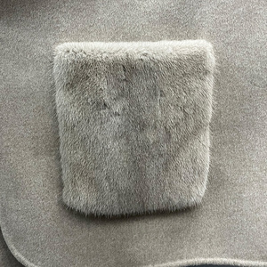 Jancoco Cappotto da Donna in Vera Lana Cashmere Morbido Giacca <span class=keywords><strong>di</strong></span> Lana <span class=keywords><strong>con</strong></span> Tasca in Vera <span class=keywords><strong>Pelliccia</strong></span> <span class=keywords><strong>di</strong></span> Visone - Product Image 6