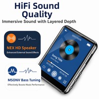 Lecteur MP3/MP4 tactile intégral, son Hi-Fi sans perte (FLAC/WAV/APE), dictionnaire anglais-chinois, livre électronique, enregistreur vidéo pour écran IPS 5,4 pouces