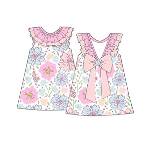 Nouvelles Arrivées Robe d'été sans manches <span class=keywords><strong>pour</strong></span> filles, motif personnalisé, taille ajustée, avec volants, au-dessus du genou, vêtements de mode <span class=keywords><strong>pour</strong></span> bébés - Product Image 6