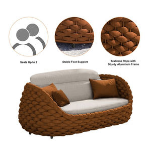 屋外籐椅子ソファガーデン屋外中庭レジャーバルコニーリビングルームヴィラ籐ソファコンビネーション家具 - Product Image 4