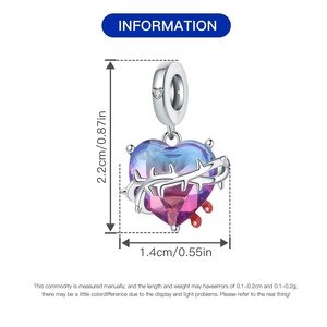 Ce pendentif en forme de cœur, en cuivre blanc plaqué argent, symbolise l'amour éternel. Convient aux hommes et aux femmes - Product Image 4