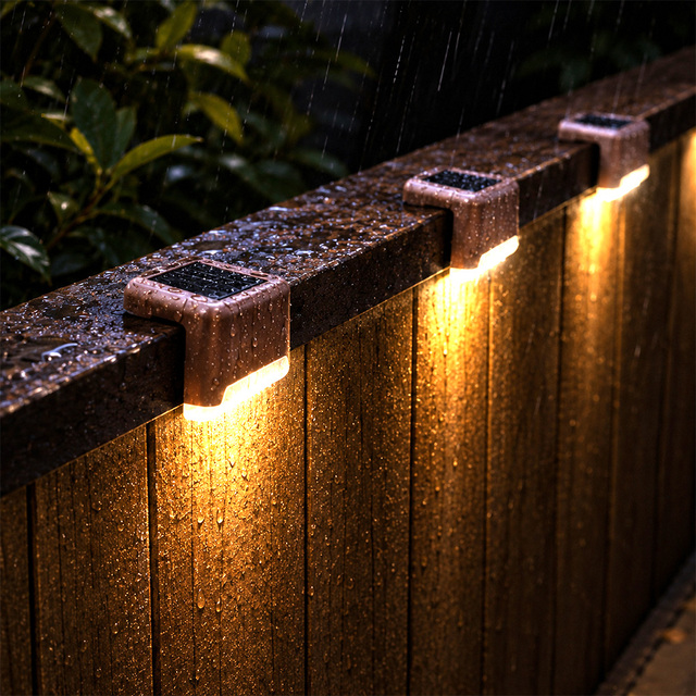 Mini Solar Deck Step Light IP65 Waterproof Outdoor LED Wall Lamp for Stairs Fence Yard Garden Patio